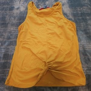 Tank top with crop top-like knot. Mustard Yellow. Large, but feels like Medium.